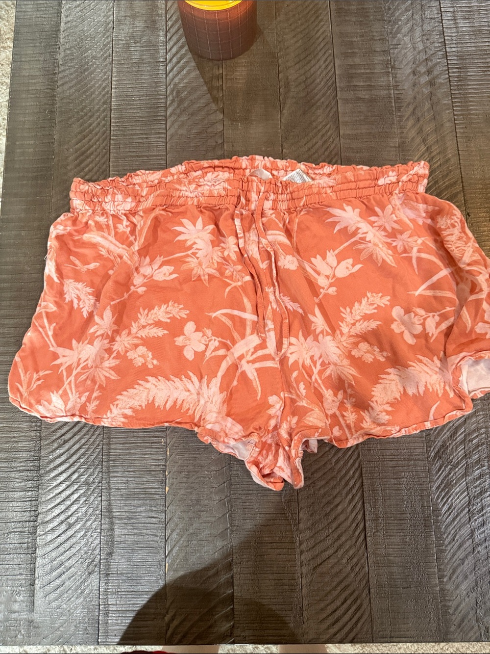 H&M Coral Floral High-Waist Drawstring Shorts